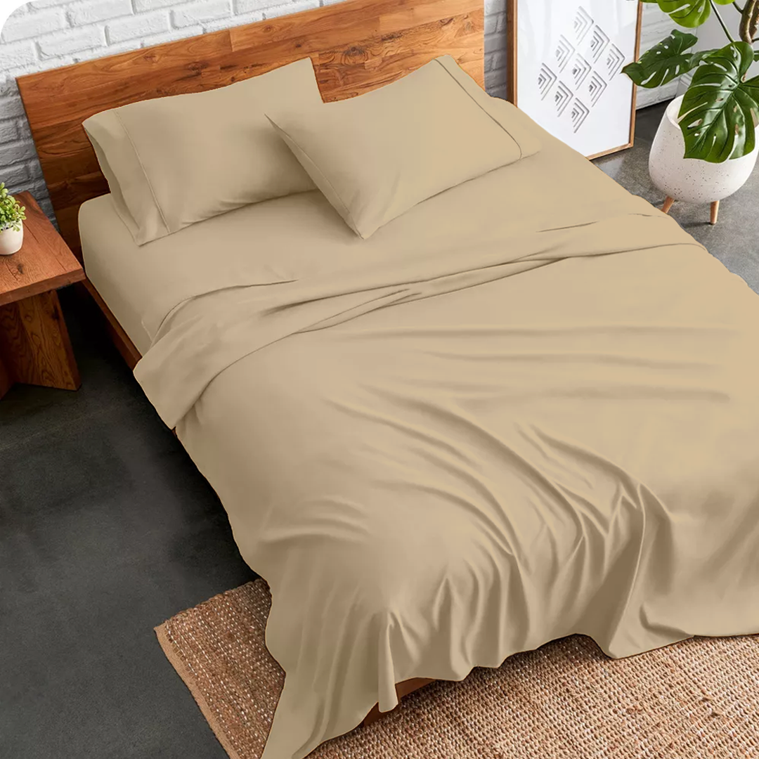 Bettlaken-Set 4-teilig 180 x 200 CM beige