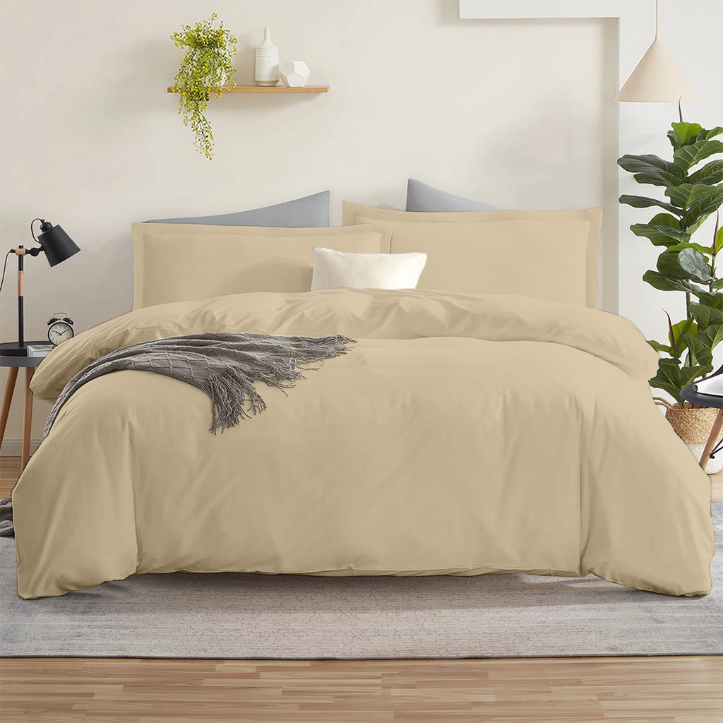 Bettbezug 240x220 CM Bequemer Satin solide set beige
