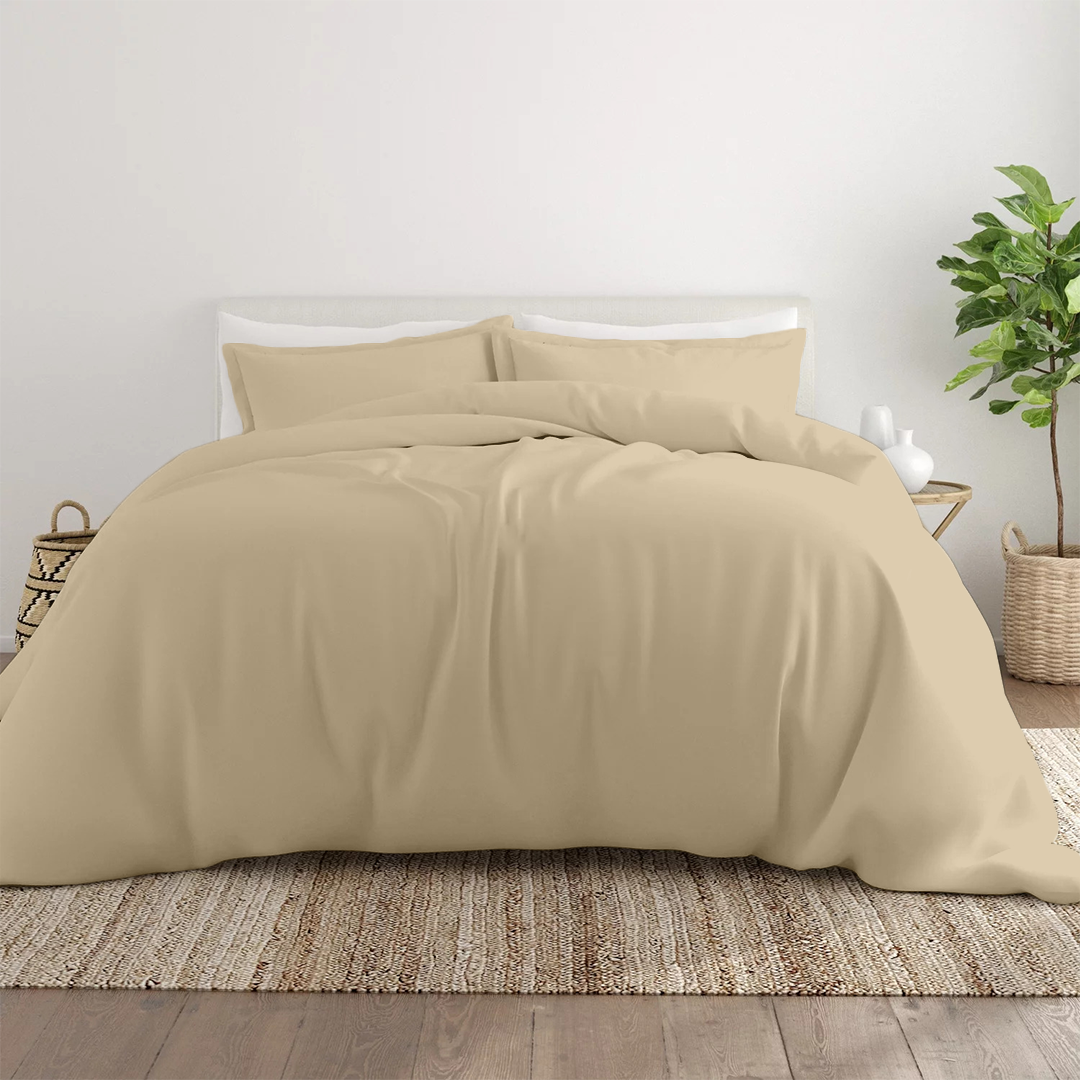Bettbezug 200x200 CM Bliss Solid Satin Set beige