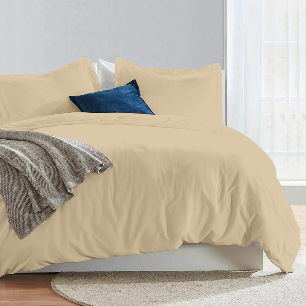 Bettbezug 240x220 CM Bequemer Satin solide set beige