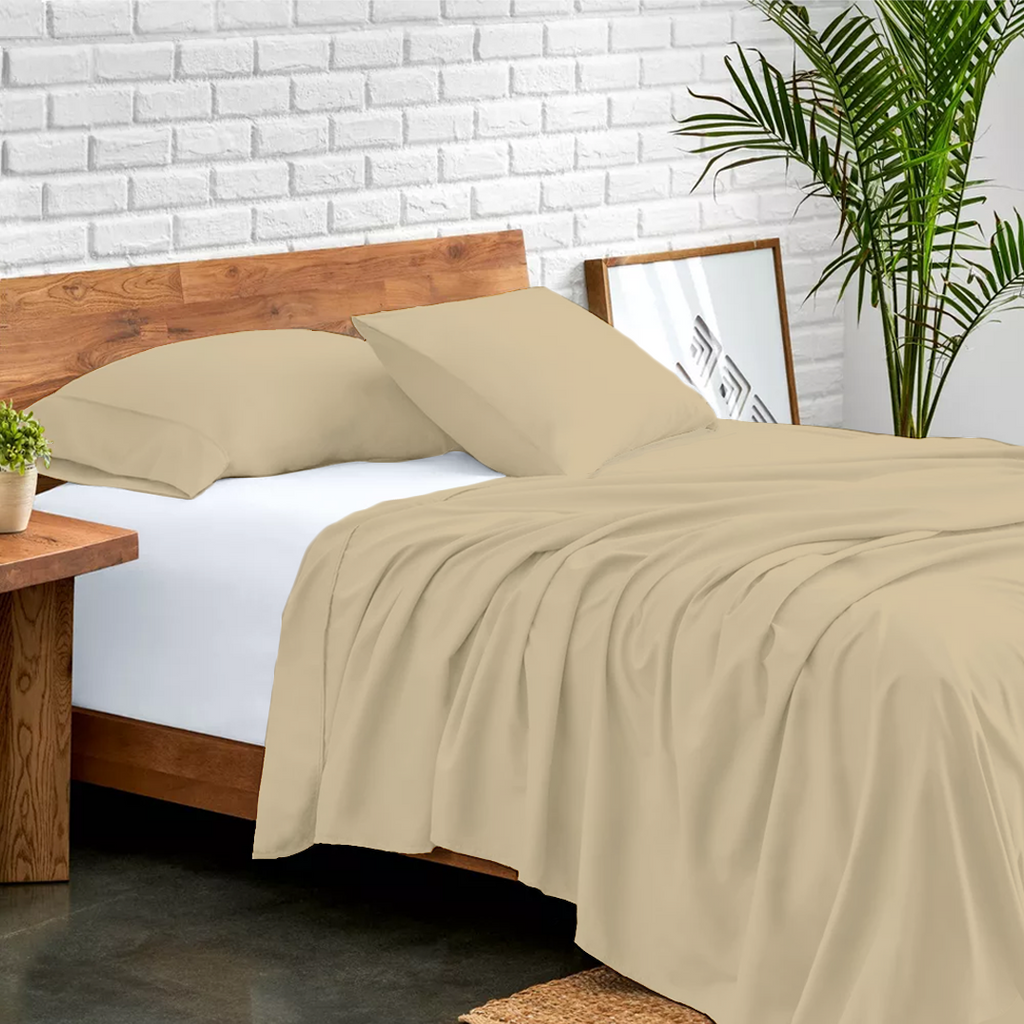 Flachbettblatt Set 150 x 250 CM beige