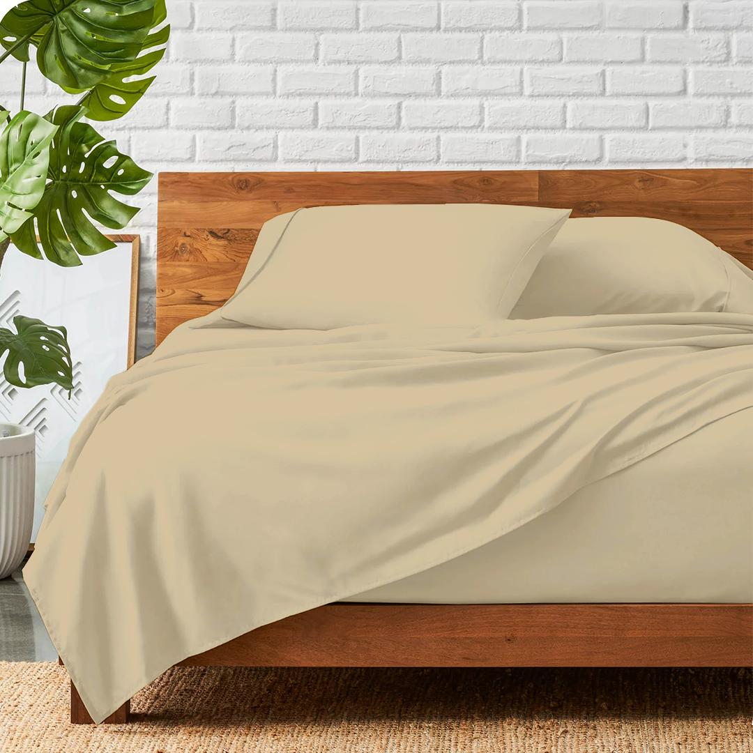 Bettlaken-Set 4-teilig 180 x 200 CM beige