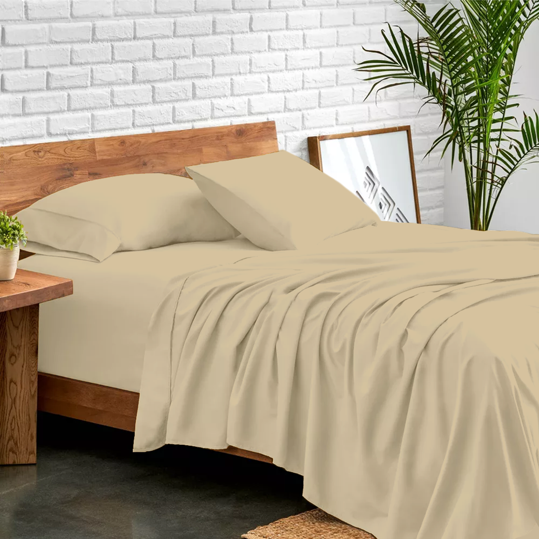 Bettlaken-Set 4-teilig 90 x 200 CM beige