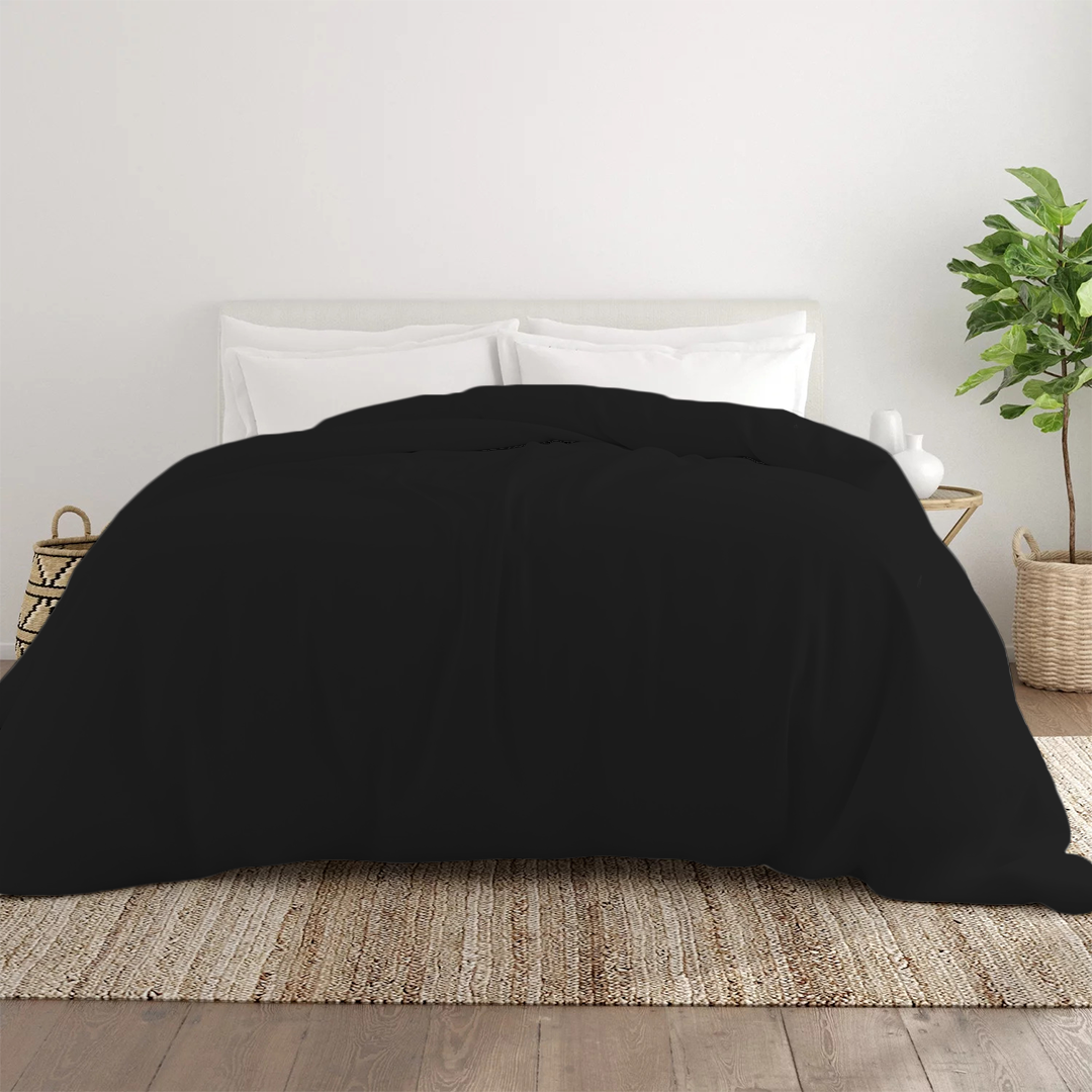 Bettbezug 200x200 CM Bequemer Satin schwarz