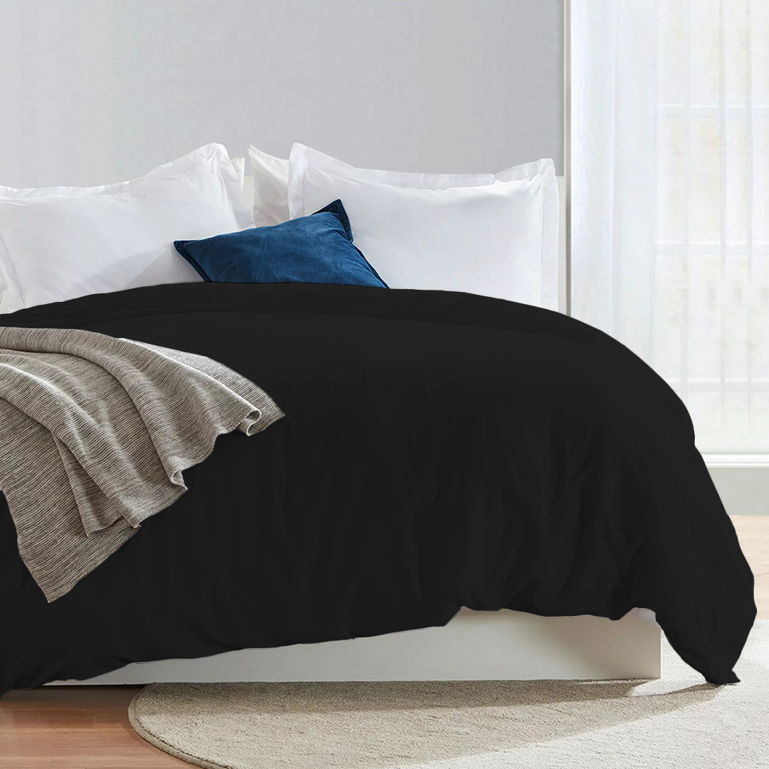 Bettbezug 200x200 CM Bequemer Satin schwarz