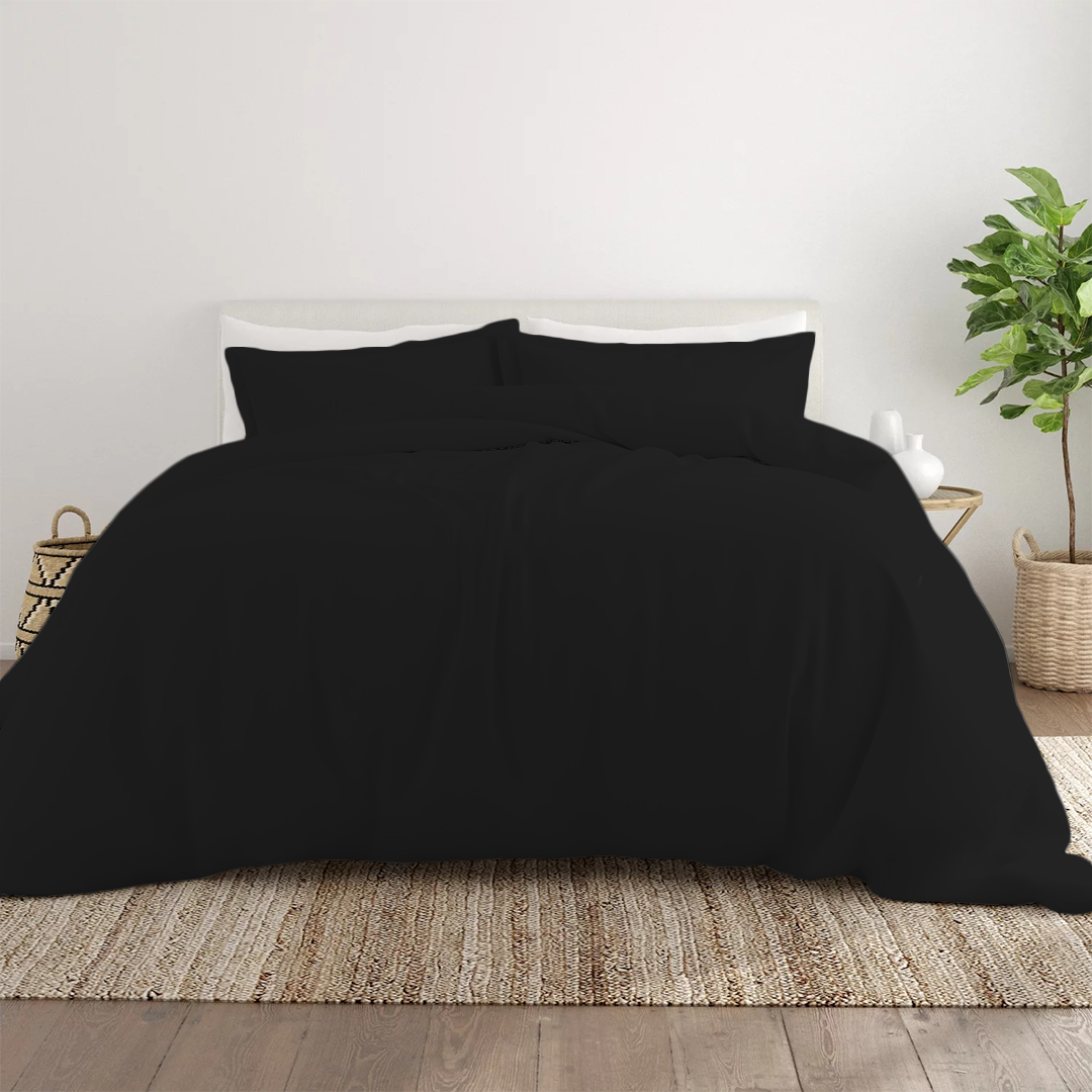 Bettbezug 240x220 CM Bliss Solid Satin Set schwarz