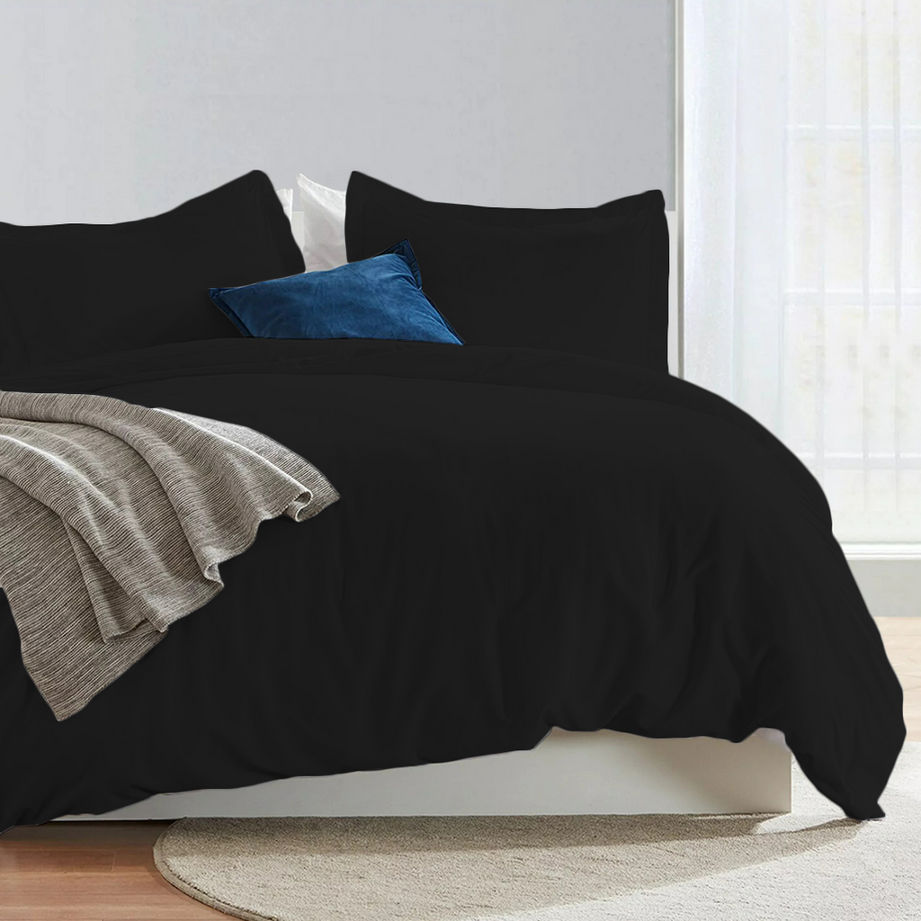 Bettbezug 200x200 CM Bliss Solid Satin Set schwarz