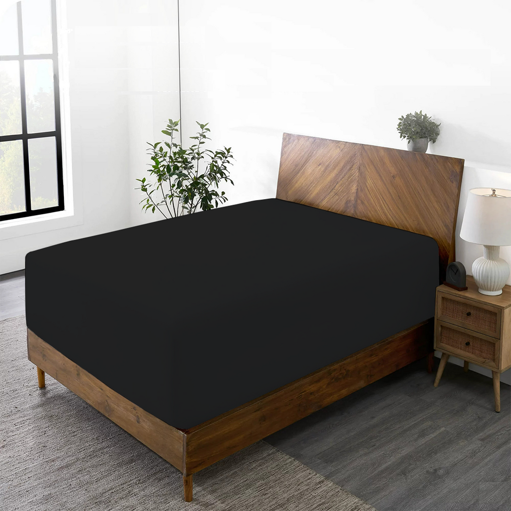 Spannbettlaken-Set 200 x 200 CM schwarz