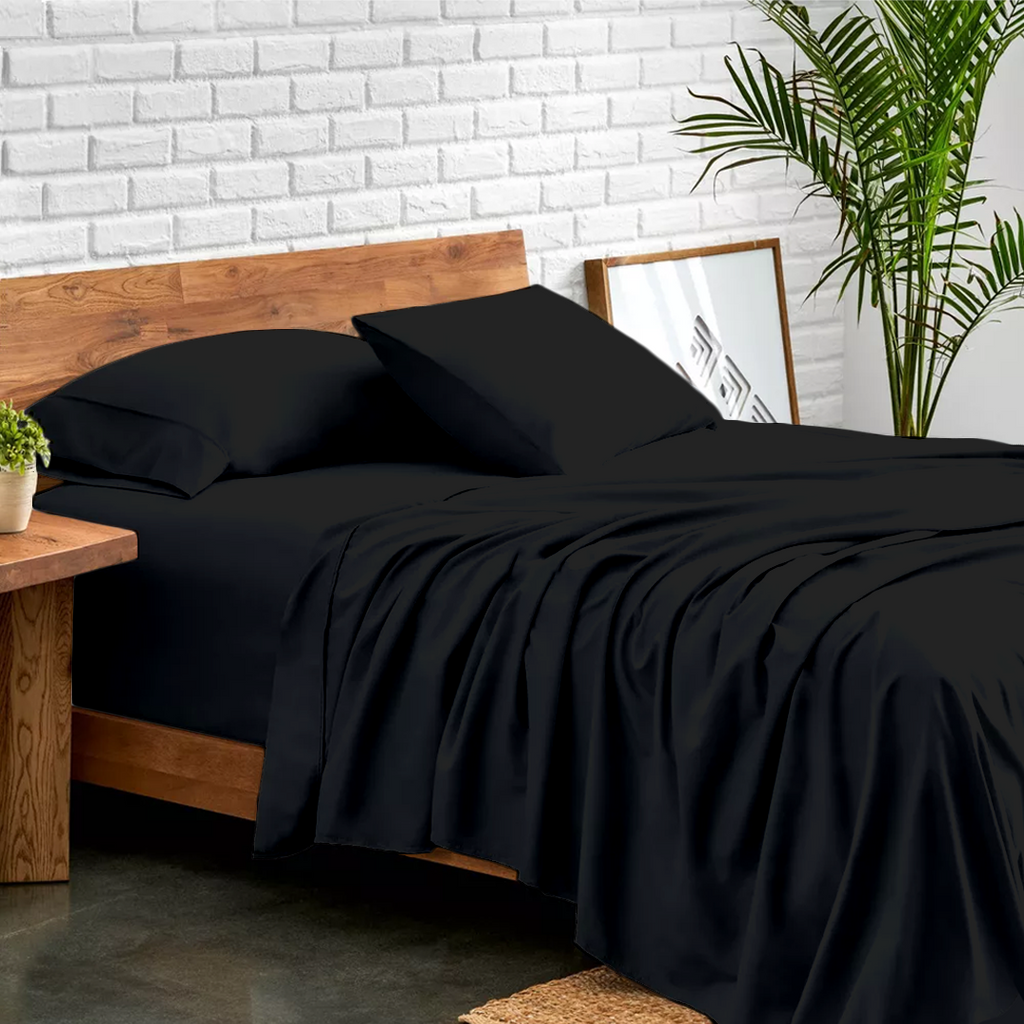 Bettlaken-Set 4-teilig 140 x 200 CM schwarz