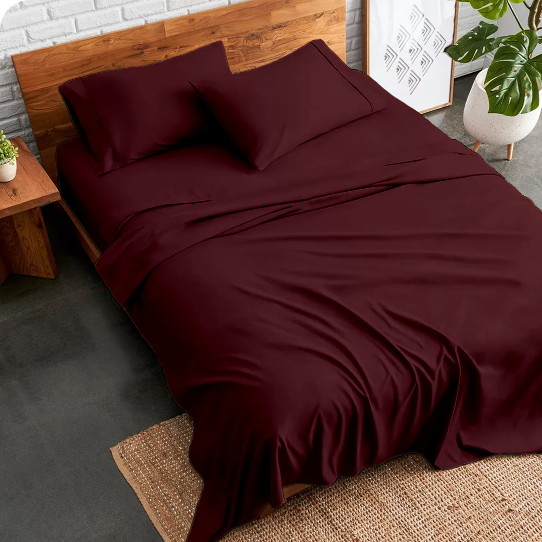 Bettlaken-Set 4-teilig 120 x 200 CM burgund