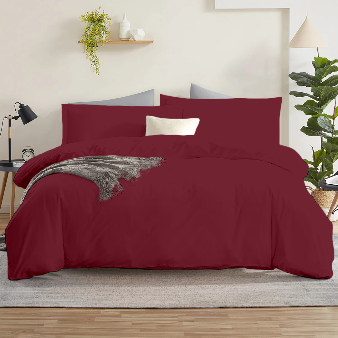 Bettbezug 200x220 CM Bequemer Satin solide set burgund