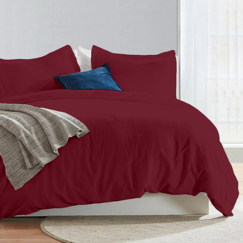 Bettbezug 240x220 CM Bliss Solid Satin Set burgund