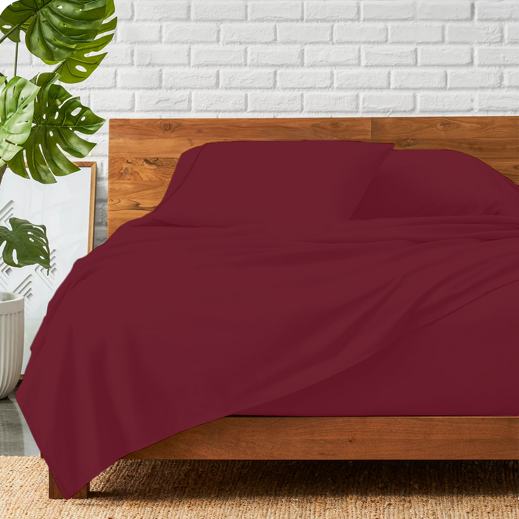Bettlaken-Set 4-teilig 140 x 200 CM burgund 400 TC