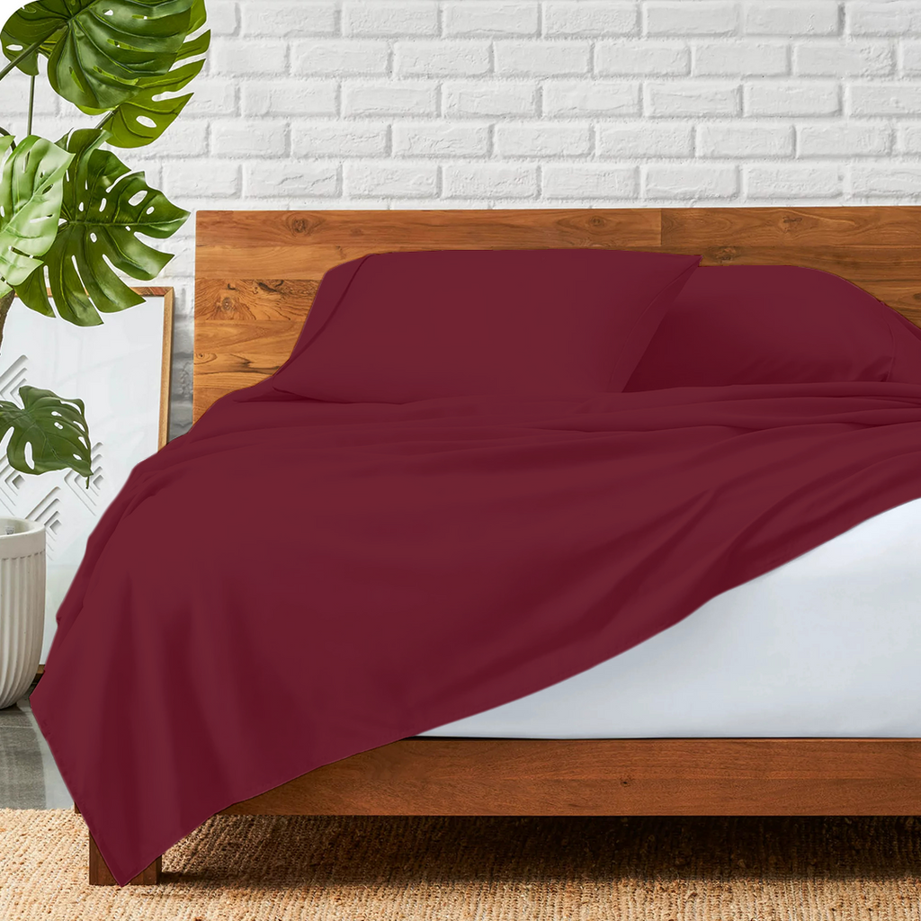 Flachbettblatt Set 150 x 250 CM burgund 400 TC