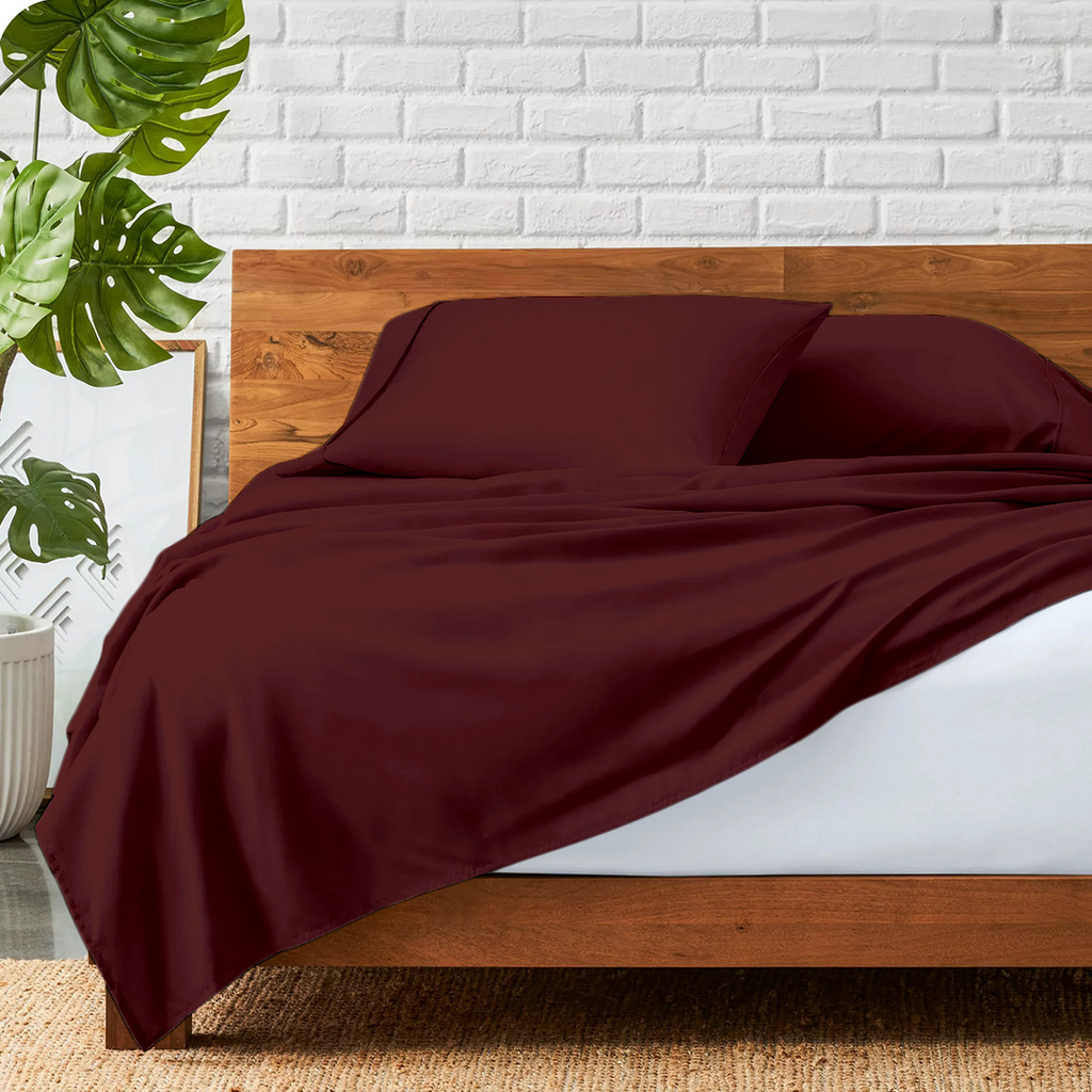 Flachbettblatt Set 200 x 200 CM burgund
