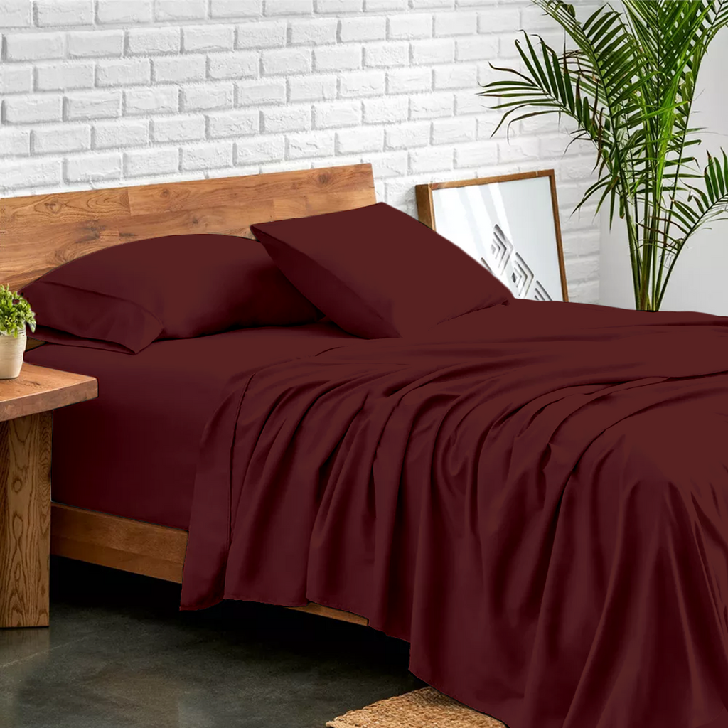 Flachbettblatt Set 200 x 200 CM burgund 