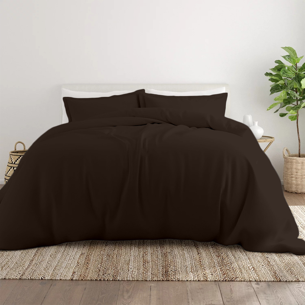 Bettbezug 200x200 CM Bliss Solid Satin Set Schokolade