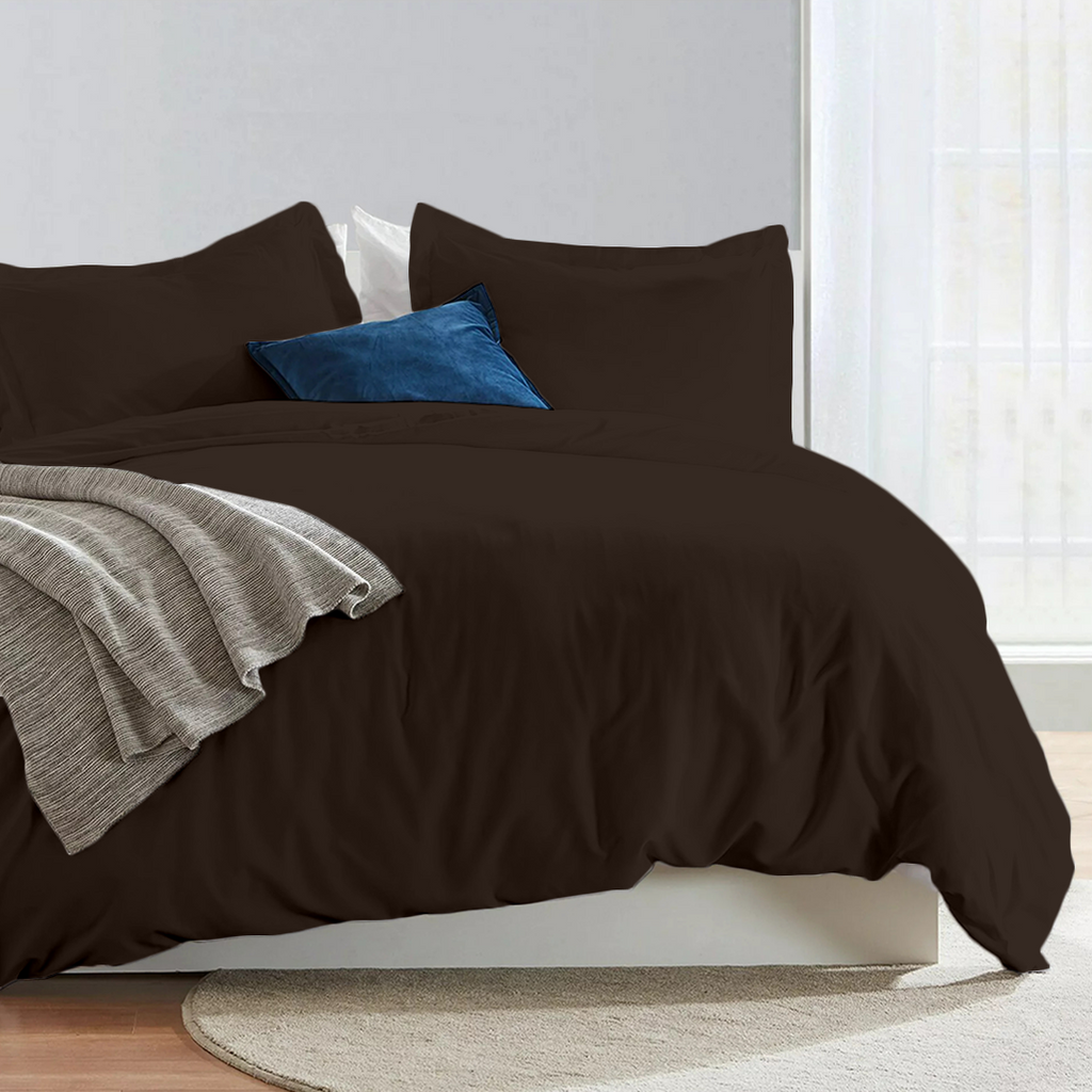 Bettbezug 200x200 CM Bliss Solid Satin Set Schokolade