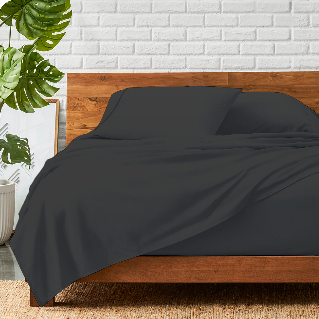 Bettlaken-Set 4-teilig 180 x 200 CM Dunkelgrau  400 TC