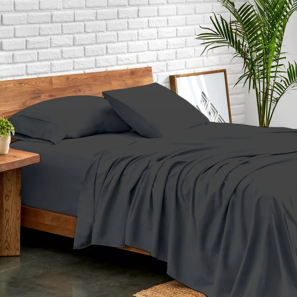 Bettlaken-Set 4-teilig 120 x 200 CM Dunkelgrau 