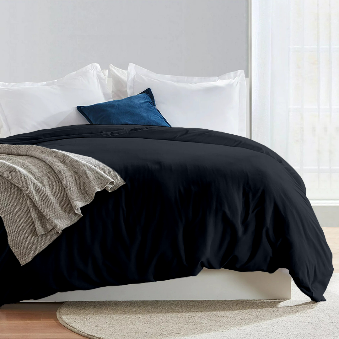 Bettbezug 200x220 CM Bequemer Satin solide marineblau