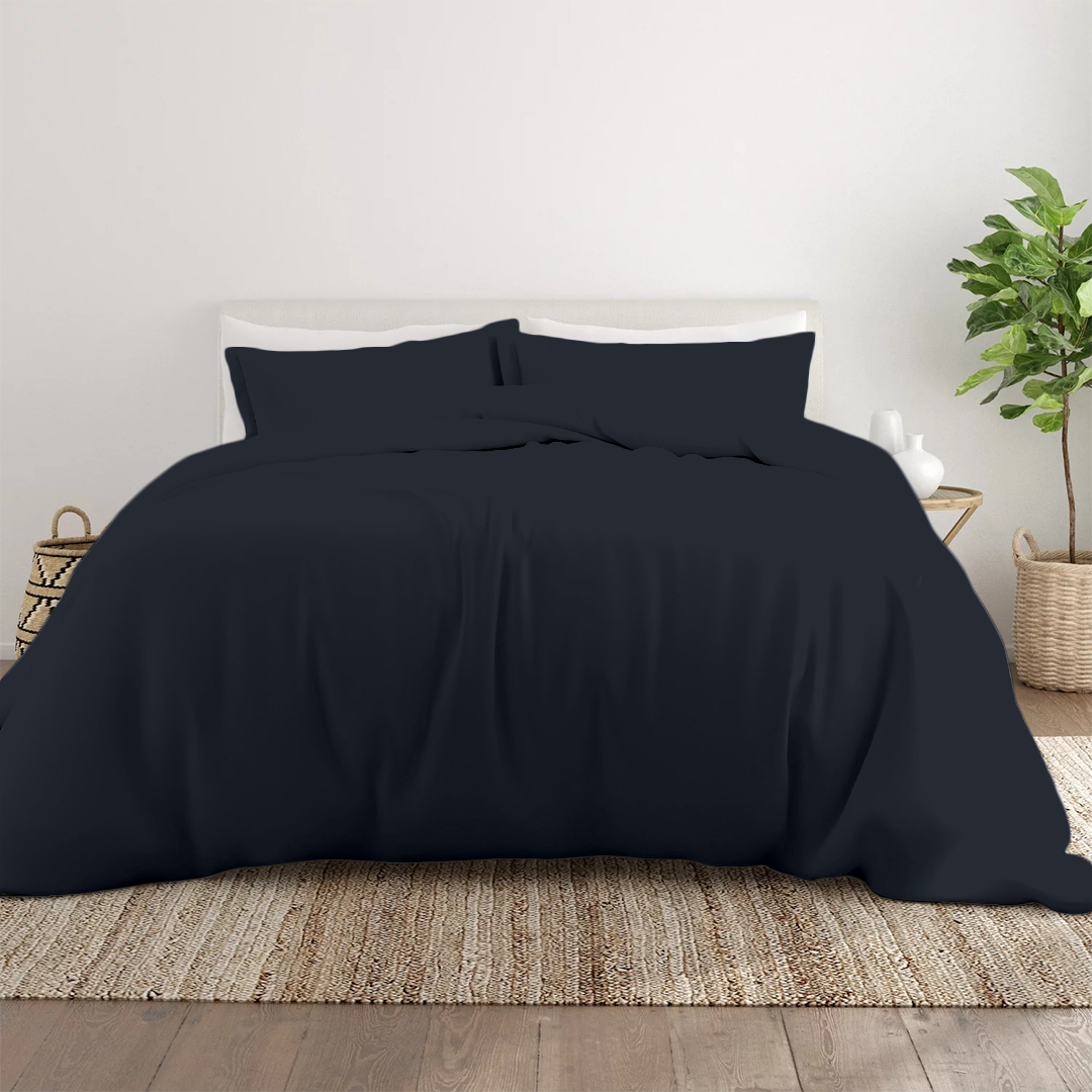 Bettbezug 200x200 CM Bliss Solid Satin Set marineblau