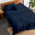 Bettlaken-Set 4-teilig 120 x 200 CM marineblau