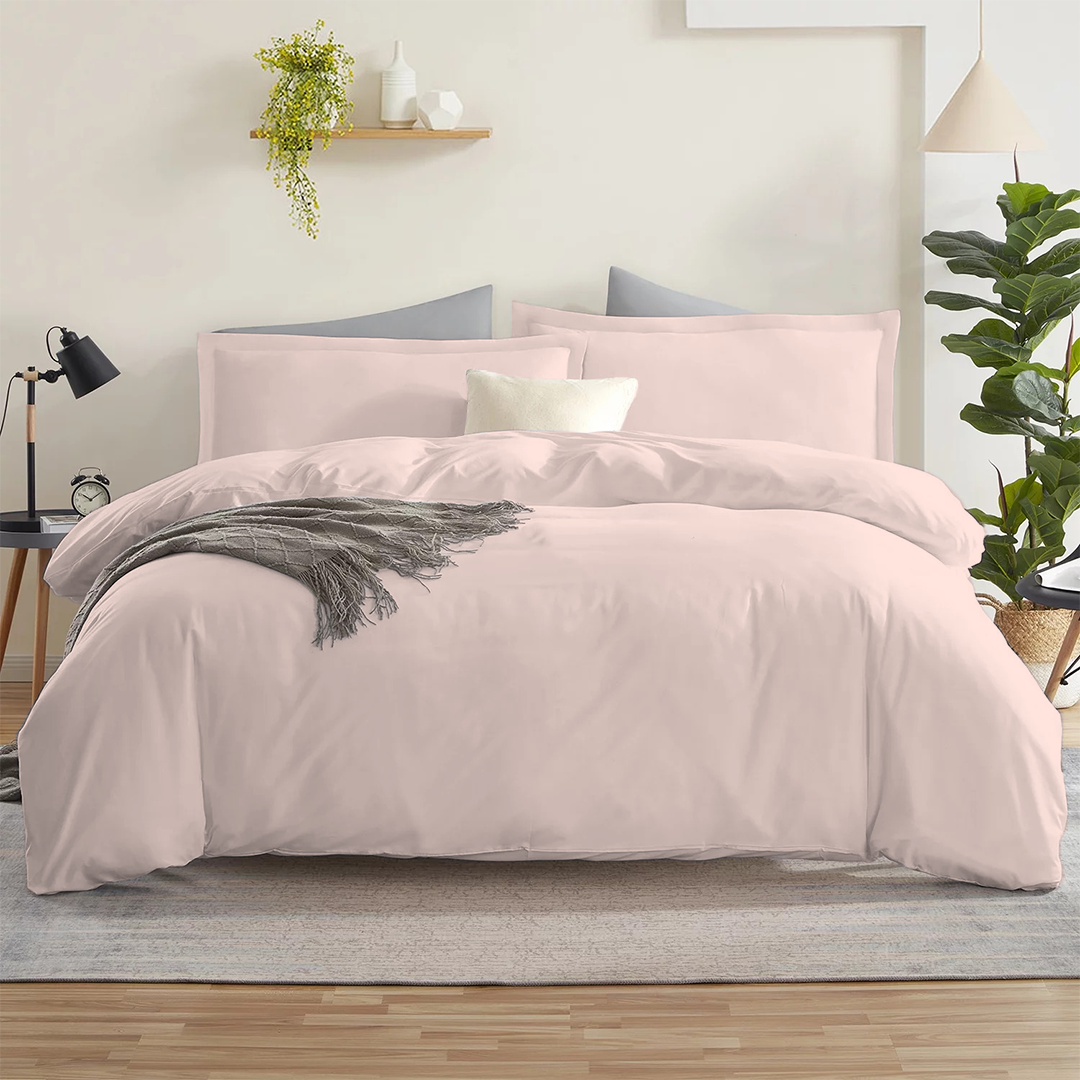 Bettbezug 240x220 CM Bequemer Satin solide set Pfirsich