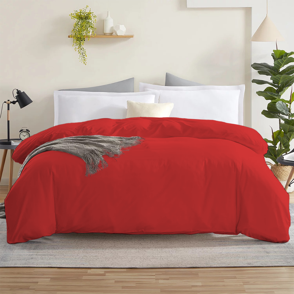 Bettbezug 200x220 CM Bequemer Satin solide rot