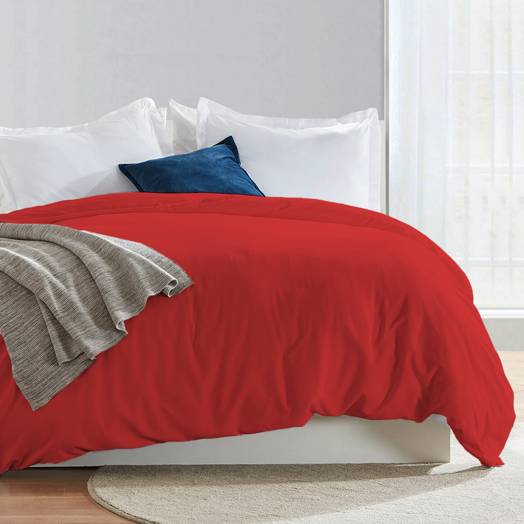 Bettbezug 240x220 CM Bequemer Satin solide rot