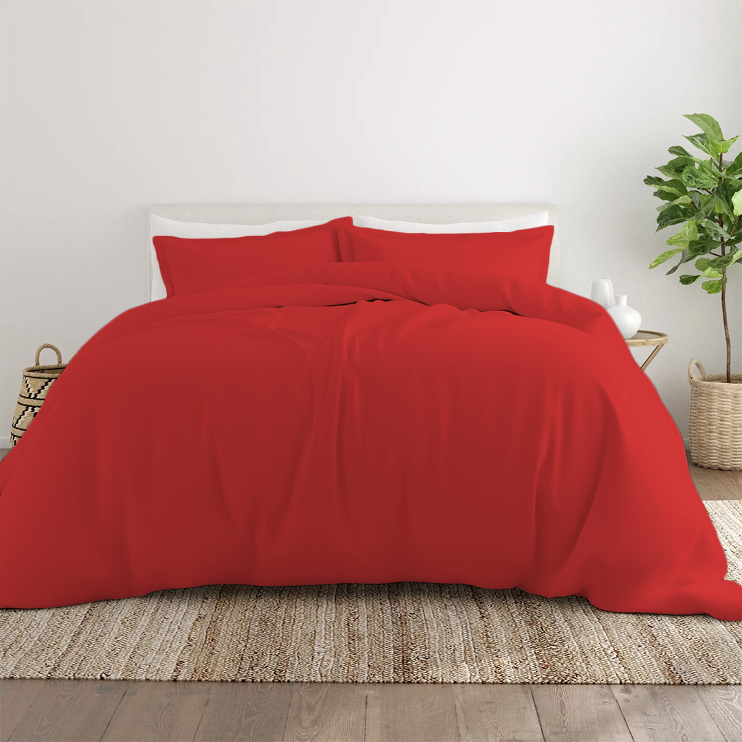 Bettbezug 240x220 CM Bequemer Satin solide set rot