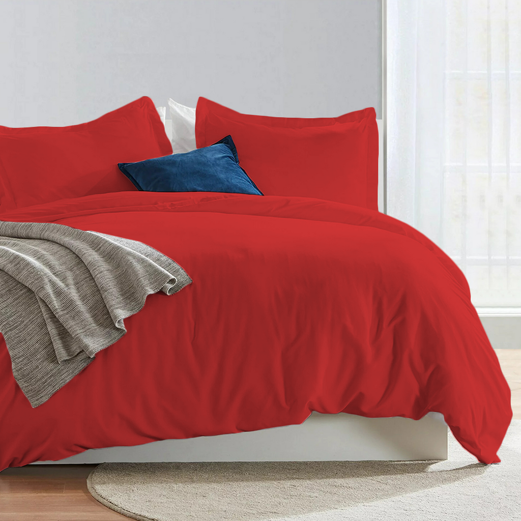 Bettbezug 240x220 CM Bequemer Satin solide set rot