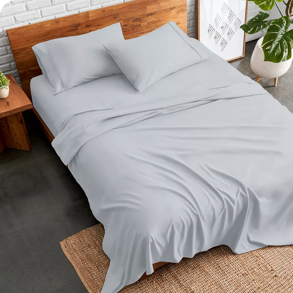 Bettlaken-Set 4-teilig 180 x 200 CM Hellgrau