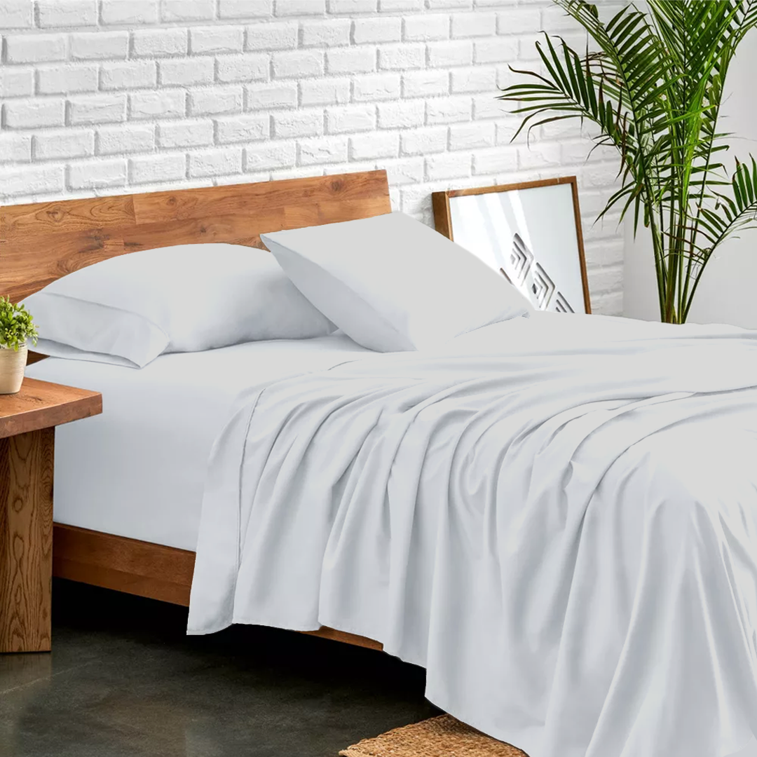 Bettlaken-Set 4-teilig 160 x 200 CM Hellgrau