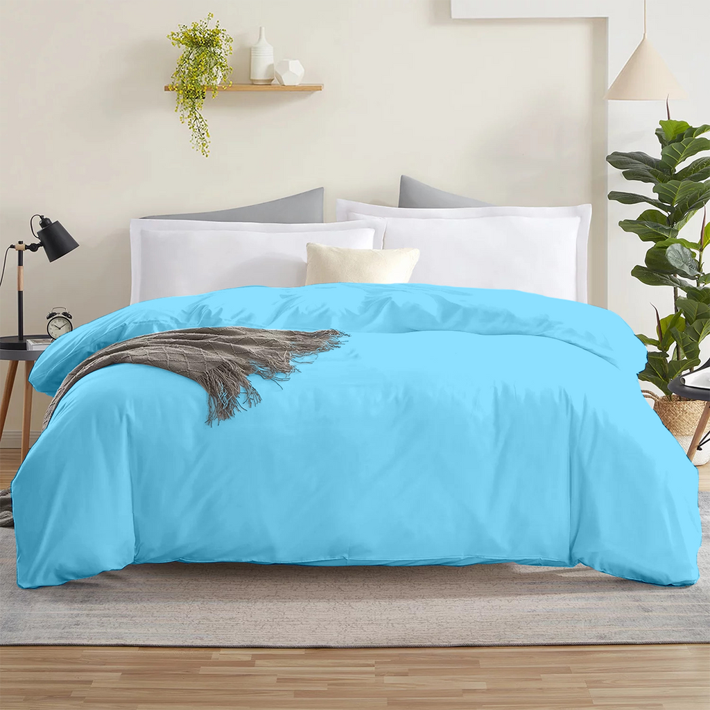 Bettbezug 200x200 CM Bequemer Satin Hellblau