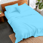Bettlaken-Set 4-teilig 140 x 200 CM Hellblau