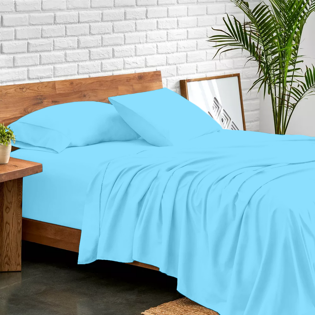 Bettlaken-Set 4-teilig 180 x 200 CM Hellblau