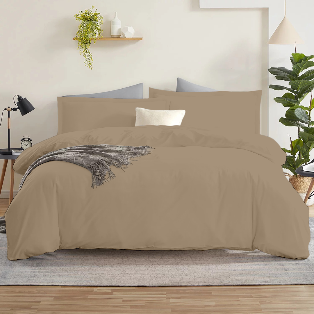 Bettbezug 200x220 CM Bequemer Satin solide set taupe