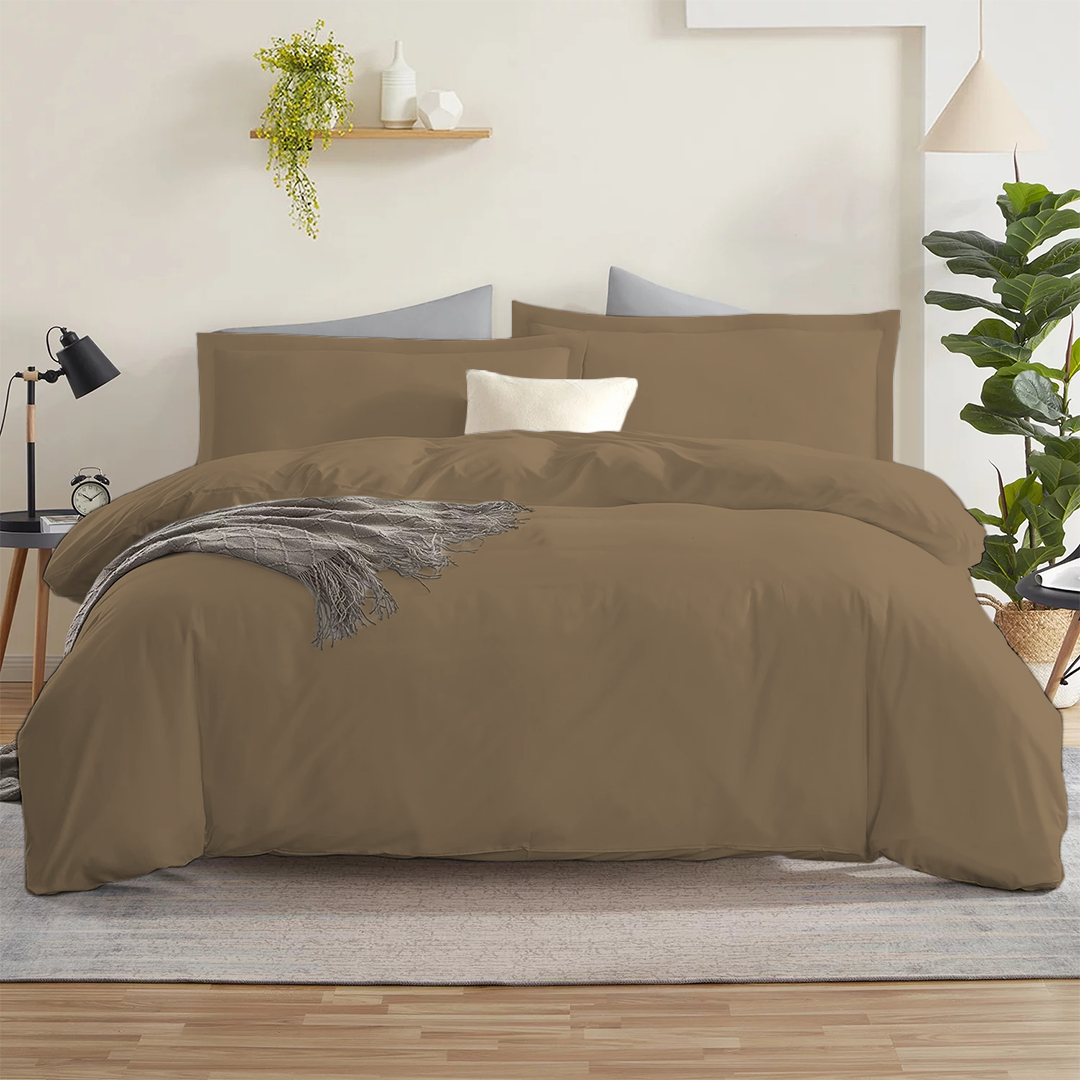 Bettbezug 240x220 CM Bequemer Satin solide set taupe