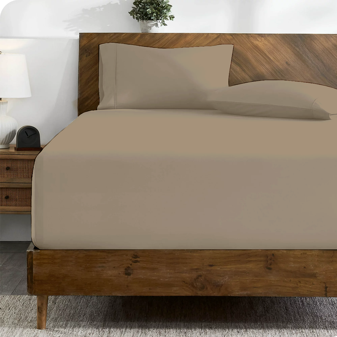 Spannbettlaken-Set 180 x 200 cm taupe 400 tc