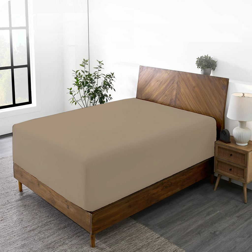 Spannbettlaken-Set 200 x 200 CM taupe 400 TC