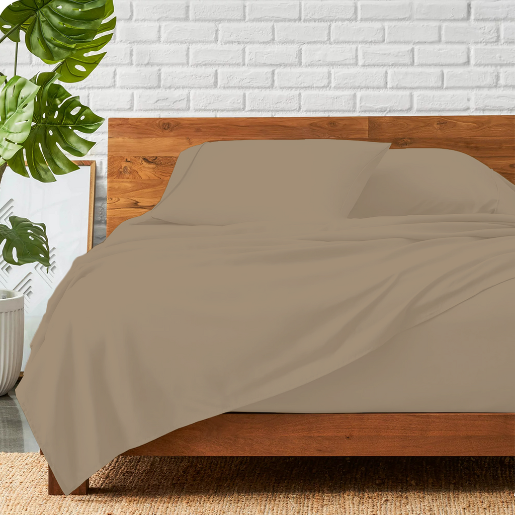 Bettlaken-Set 4-teilig 160 x 200 CM taupe