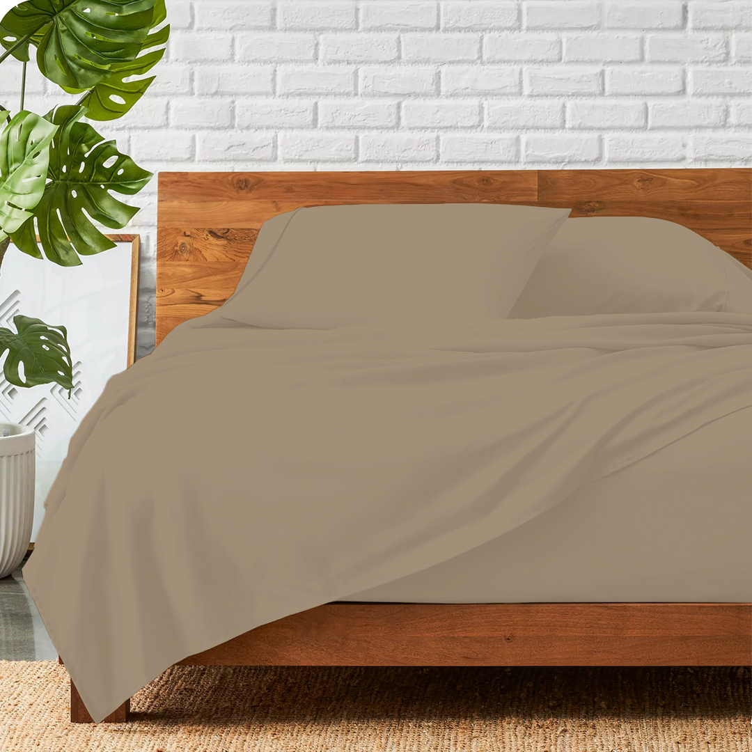 Bettlaken-Set 4-teilig 160 x 200 CM taupe