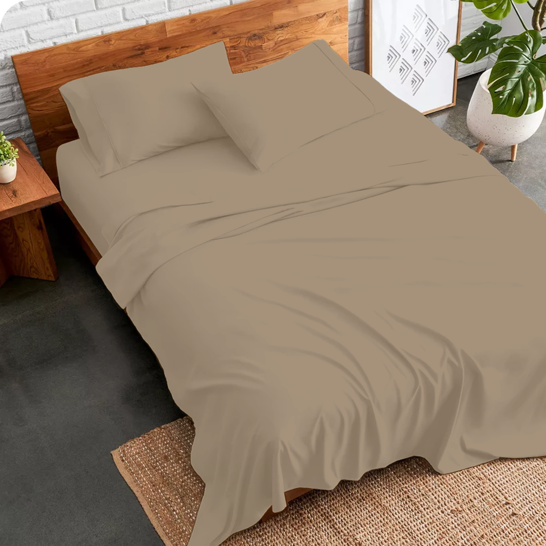Bettlaken-Set 4-teilig 180 x 200 CM taupe 400 TC
