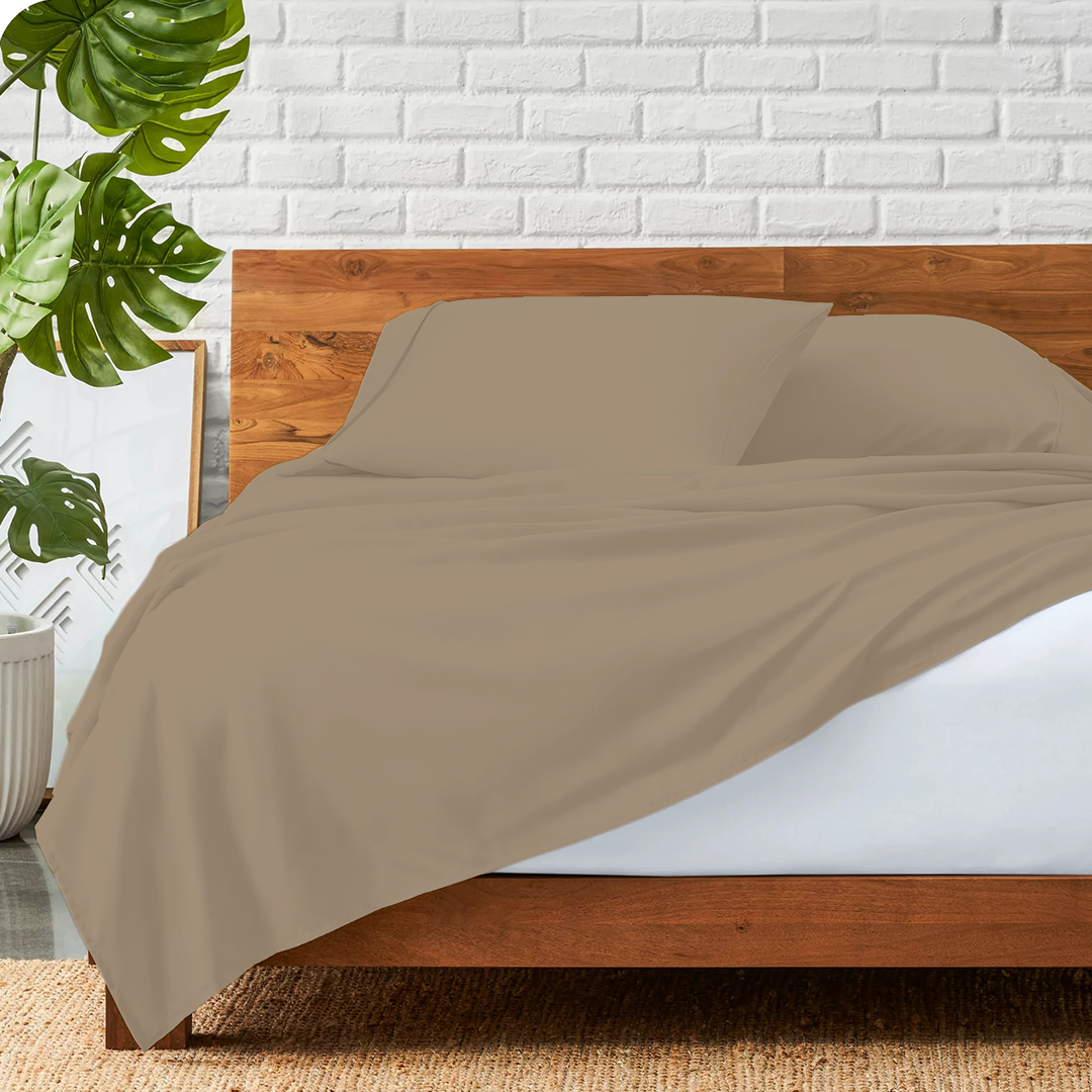 Flachbettblatt Set 240 x 275 CM taupe 400 TC