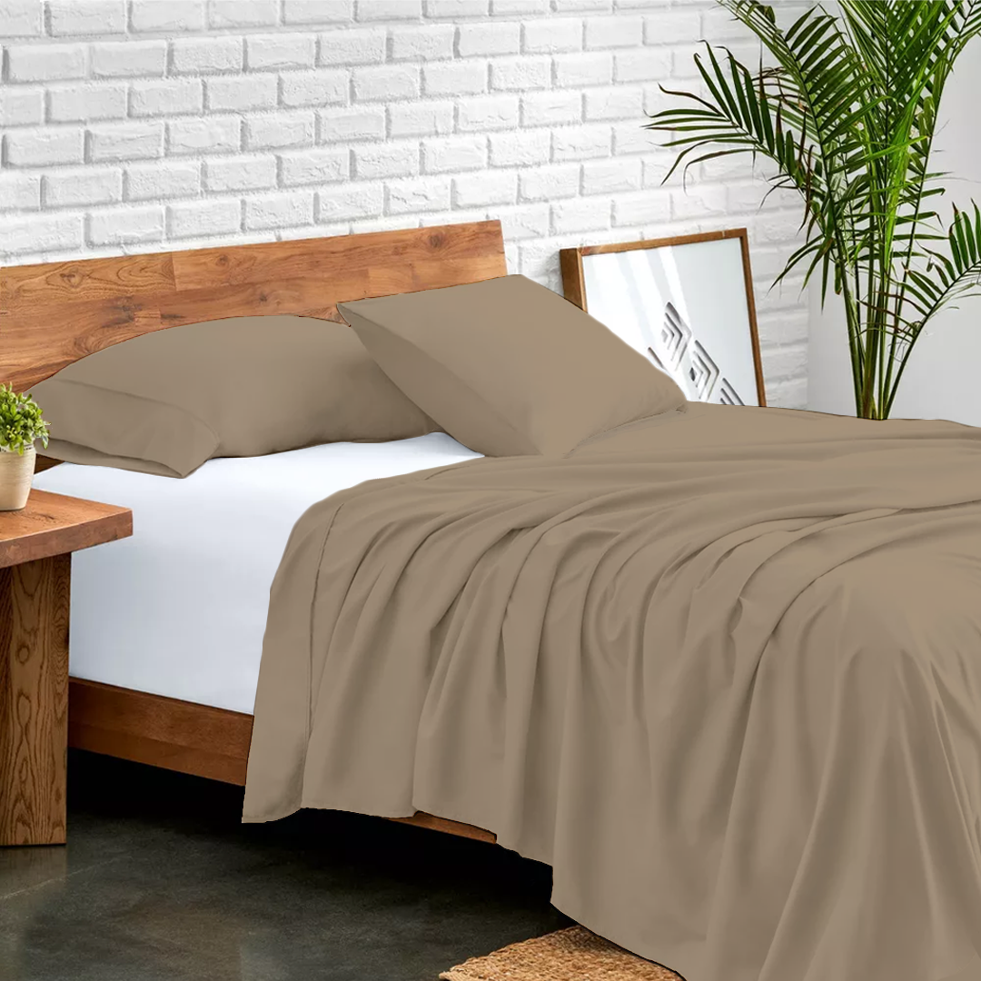 Flachbettblatt Set 160 x 200 CM taupe
