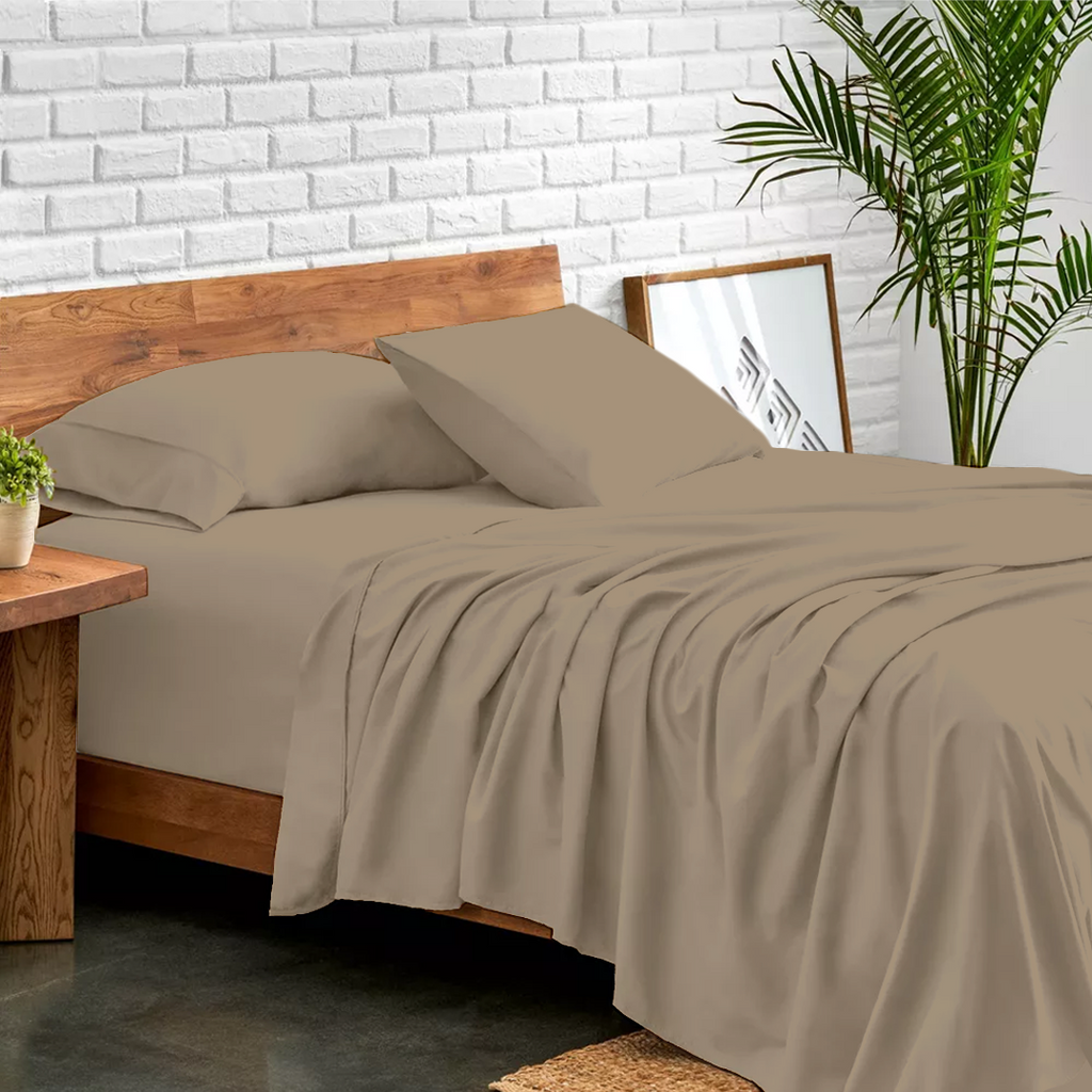 Bettlaken-Set 4-teilig 160 x 200 CM taupe