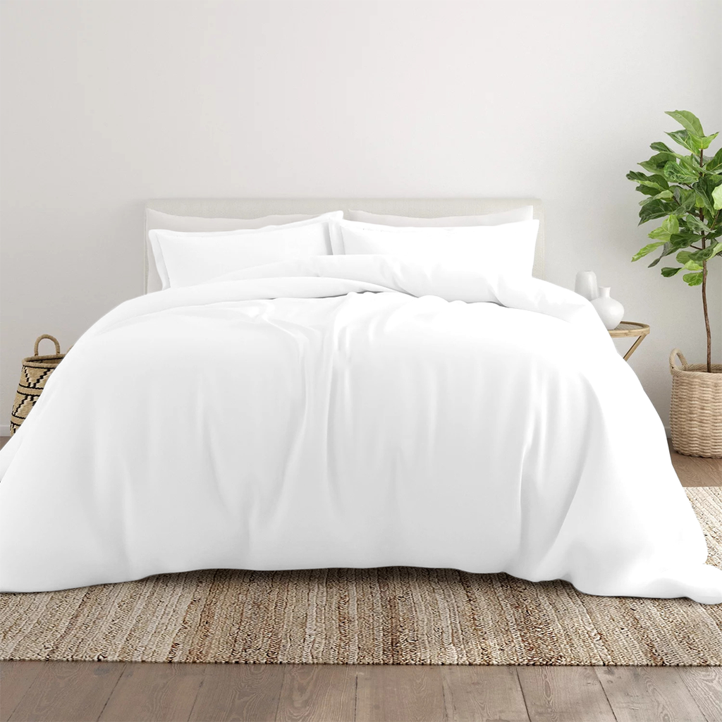 Bettbezug 200x200 CM Bliss Solid Satin Set Weiß 