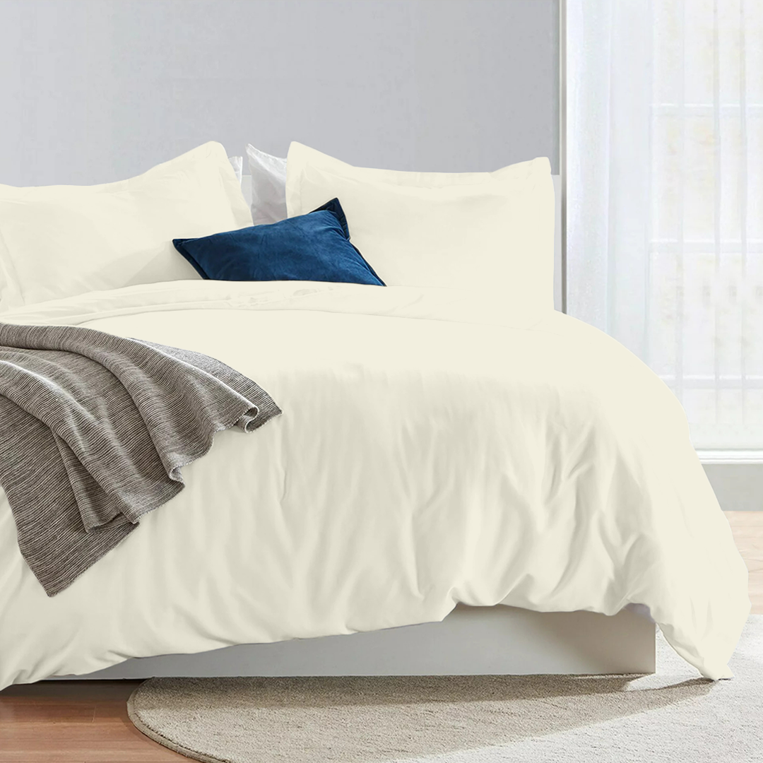 Bettbezug 240x220 CM Bliss Solid Satin Set Cremefarben