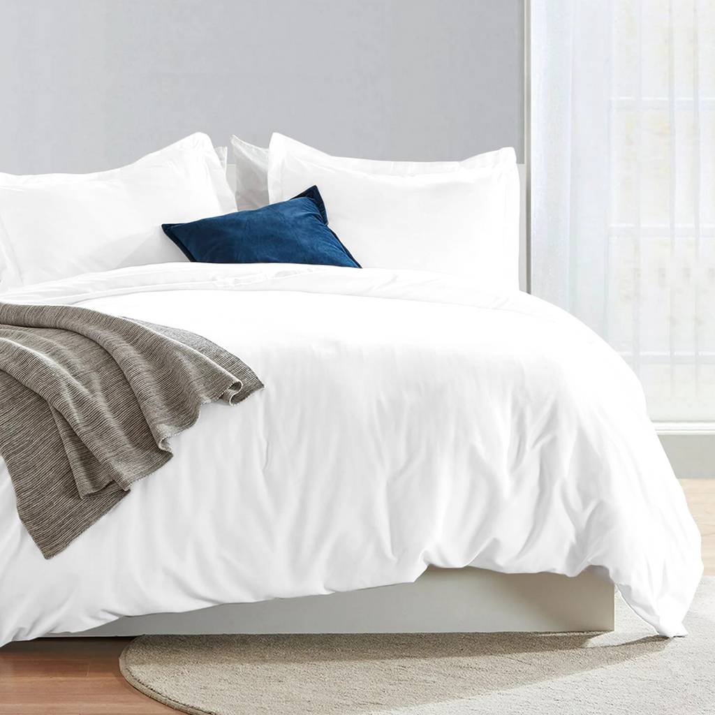 Bettbezug 240x220 CM Bequemer Satin solide set Weiß 